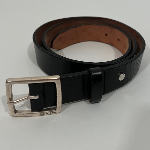 rag & bone Accessories - Rag & Bone Boyfriend Leather Belt in Black with Silver Hardware Women’s Sz L